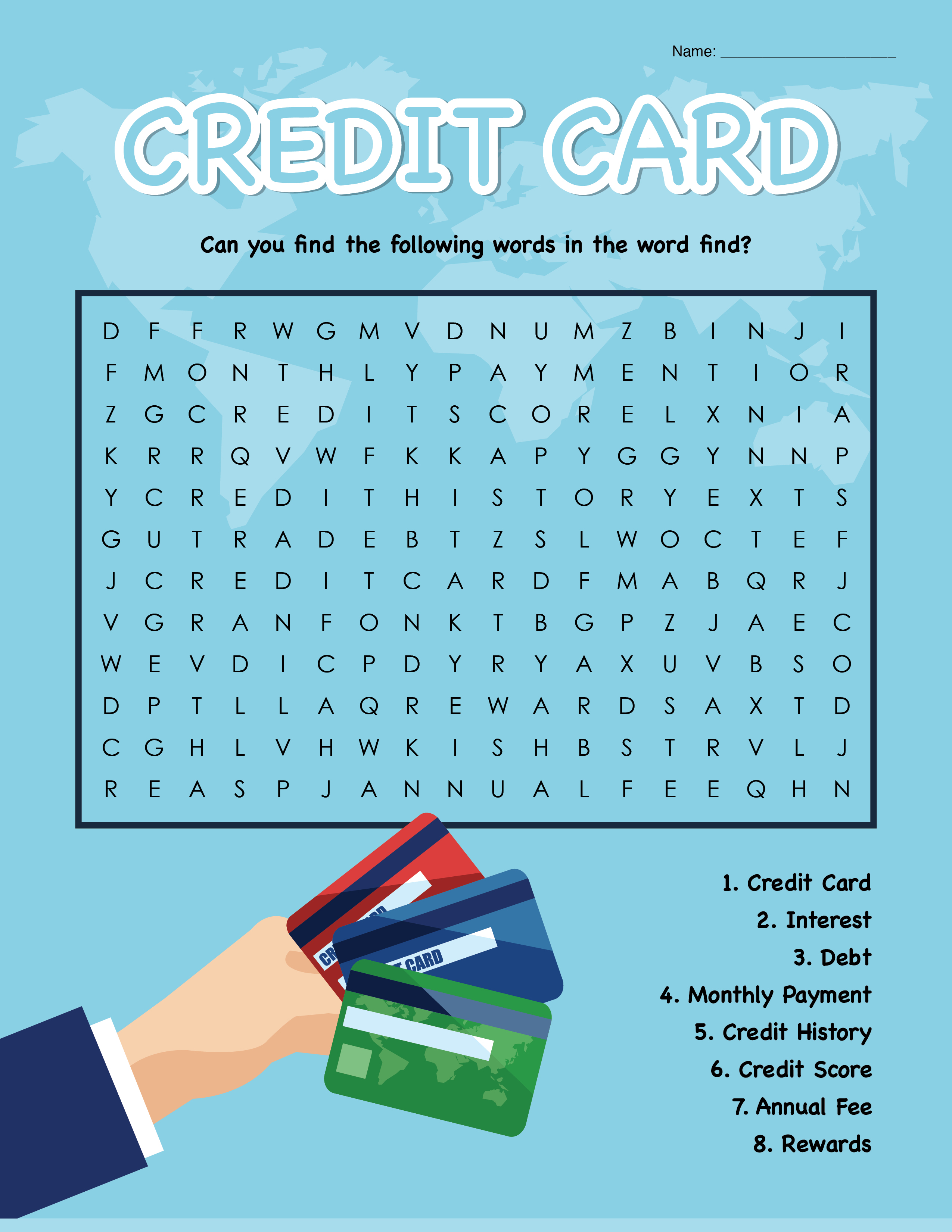 credit card activity page